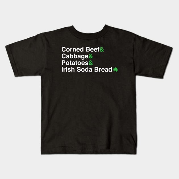 Helvetica St. Paddy's Day Food Kids T-Shirt by Sunny Saturated